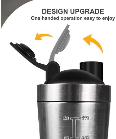 Rocky & Chao Stainless Steel Protein Shaker 700+200ml | Double Wall with Powder Compartment & Ball | Durable Fitness Shaker with Snap Lid - Buy Online on GoSupps.com