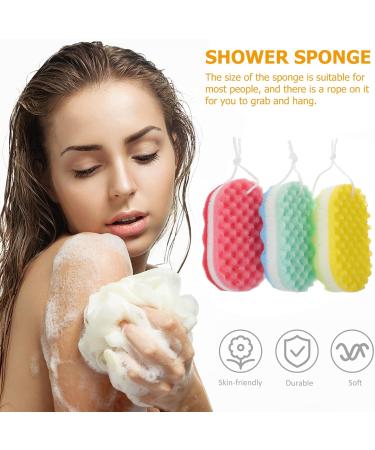 Supvox Bath Sponge Stool - 3 Pack Massager & Scrubber Pad for Peeling Skin | Yellow Red Blue | Perfect for Men & Women - Buy Online on GoSupps.com