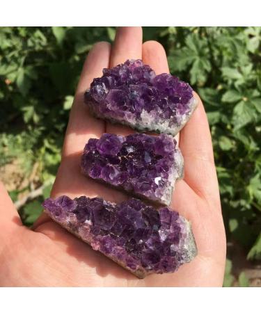 Natural Crystal Rough Natural Quartz Crystal 3pcs Natural Raw Amethyst Quartz Purple Crystal Cluster Stones Specimen Home Decoration Crafts Decoration Ornament Home Office Decor