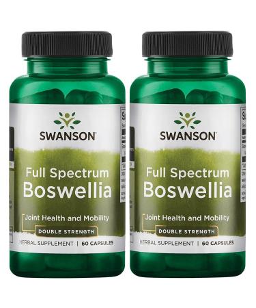 Swanson Double Strength Boswellia-Herbal Supplement Promoting Joint Support-Ayurvedic Herb for Joint Flexibility & Mobility Support-Made w/Boswellia Serrata Resin-(60 Capsules, 800mg Each) 2 Pack