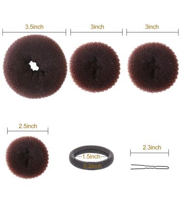 YaFex Hair Bun Maker Kit - 4 Donut Bun Makers & Accessories in Brown | Elastic Hair Ties and Bobby Pins Included - Buy Online on GoSupps.com