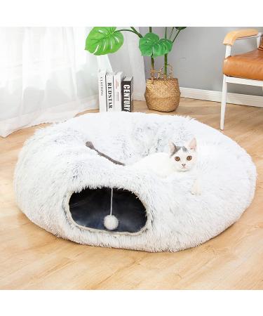 LUCKITTY Warm Plush Cat Dog Tunnel Bed with Washable Cushion-Big Tube Playground Toys 3 FT Diameter Longer Crinkle Collapsible 3 Way  for Indoor Cat Kitty Kitten Puppy Rabbit Ferret - Buy Online on GoSupps.com