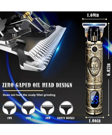 Professional Zero-Gapped T-Blade Hair Clippers for Men - Cordless Rechargeable Trimmer with LCD Display - Electric Beard & Hair Cutting Kit - Gold - Buy Online on GoSupps.com