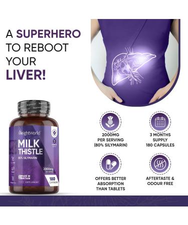 D-Lite Milk Thistle Capsules - 180 Vegan Capsules - 3 Months Supply - High Strength (80% Silymarin) - Odour & Aftertaste Free - Made in UK - Buy Online on GoSupps.com