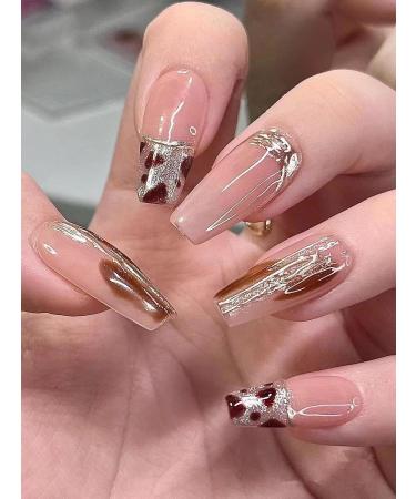 Temperament Enhancement Nail Patch Hand-Made Nail Dressing Customized Nail Plate Wearable Advanced Long Autumn and Winter Leopard Print New Students (10-Piece Pack) (Size : S) Small - Buy Online on GoSupps.com