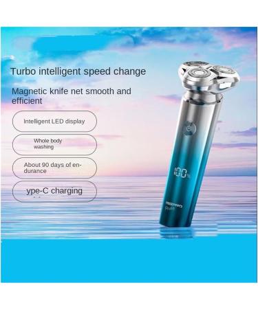 Buy RS901 Sky Blue Electric Shaver - Portable Rechargeable & Washable | Men's Beard Shaver with Leather Bag - International Shipping Available - Buy Online on GoSupps.com