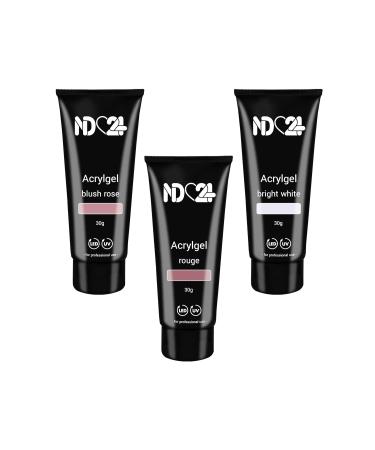 Poly Acrylic Gel Tube Set - Babyboomer Blush Rose Rouge & Bright White (3 x 30g) | International Shipping Available - Buy Online on GoSupps.com