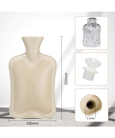 Hot Water Bottle with Cover - 2L Rubber Bag for Pain Relief Cramps & Compress | Black & White - International Shipping Available - Buy Online on GoSupps.com