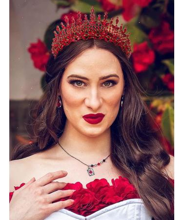 SWEETV Queen Crown for Women - Princess Tiara Pageant Diadem in Red - Buy Online on GoSupps.com
