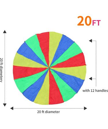 Nvatorfox 20ft Rainbow Play Parachute with Handles - Fun Toy for Kids (20 FT) - Buy Online on GoSupps.com