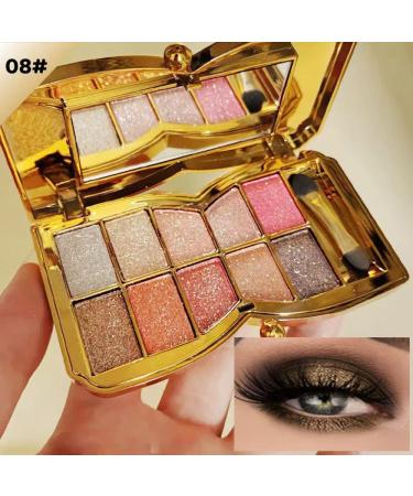 Gold Shimmer Eyeshadow Palette - 10 Sparkly Colors, Highly Pigmented, Long Lasting & Waterproof - Professional Neutral Smoky Eye Palette - Buy Online on GoSupps.com