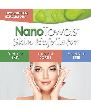 Nano Towels Skin Exfoliating Cleanser - Personal Microdermabrasion Face Wash & Body Scrub Cloth - Chemical-Free Dead Skin Remover - Korean Skin Care Secret - 2 Exfoliators 8x8 Inch (2 Pack) - Buy Online on GoSupps.com