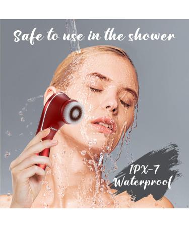 Shop Rechargeable IPX-7 Waterproof Facial Cleansing Brush - Electric Face Scrubber with 4 Brush Heads for Exfoliating & Deep Cleansing - Buy Online on GoSupps.com