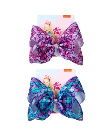 2 Pack Siwa Style 8 Inch Hair Bows for Girls - Mermaid Theme Hair Barrettes - Alligator Clips Accessories - Xmas Gift - Buy Online on GoSupps.com