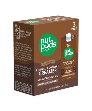 nutpods Classic Chocolate (3-Pack), Unsweetened Dairy-Free Creamer, Made from Almonds and Coconuts, Whole30, Keto, Gluten Free, Non-GMO, Vegan, Kosher 11.2 Fl Oz (Pack of 3)