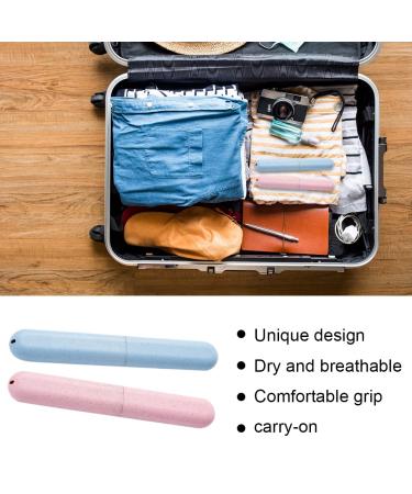 Portable Toothbrush Case Set - 2 Pack | Travel-Friendly Toothbrush Covers for Family - Blue & Pink - Buy Online on GoSupps.com