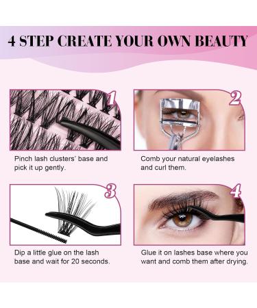 DIY Lash Extension Kit with D Curl Cluster Lashes for Home - Lash Bond, Seal, and Applicator Tool Included - Individual Eyelashes - B&Q - 1 Pack - Buy Online on GoSupps.com