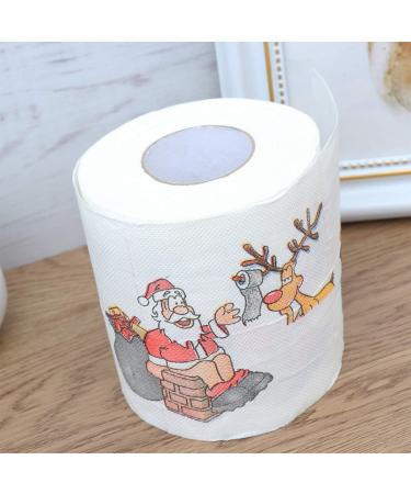 Christmas Toilet Paper Santa Claus Reindeer Pattern Funny Toilet Tissue Xmas Holiday Party Decoration Supplies - Buy Online on GoSupps.com
