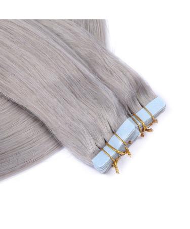 Tape In Hair Extensions - Silver - 60cm - 40 Tresses - 100% Remy Real Hair - Adhesive Tape - Novon Hair Extensions - Buy Online on GoSupps.com