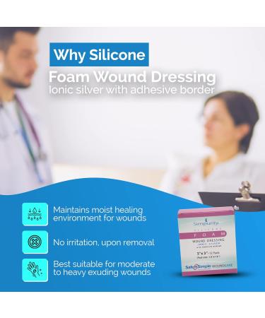 Simpurity Silver Silicone Wound Dressing - Waterproof 4x4 Sterile Pads | Bordered Foam Dressing for Wound Care - Buy Online on GoSupps.com
