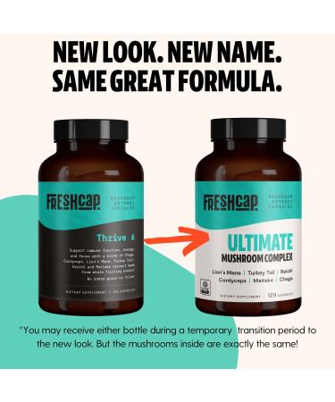 FreshCap Ultimate Mushroom Complex 120ct - Lion's Mane, Reishi, Cordyceps, Chaga, Turkey Tail, Maitake Supplement - Real Fruiting Body, No Fillers - Buy Online on GoSupps.com