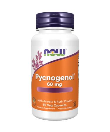 Now Foods Pycnogenol 60mg 50 Vegan Capsules Lab-Tested Soy Free Gluten Free Vegetarian