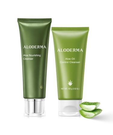 Aloderma Aloe Cleanser Set 2 Pieces - Nourishing Cleanser Oil Controlling Face Wash