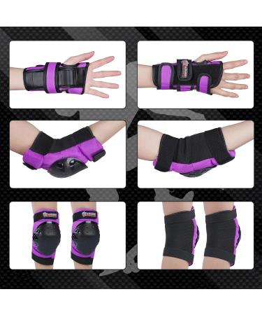 Haomaomao Adult/Child Protective Gear Set for Skateboarding, Cycling, and Roller Skating - Purple/Black (Medium) - Buy Online on GoSupps.com