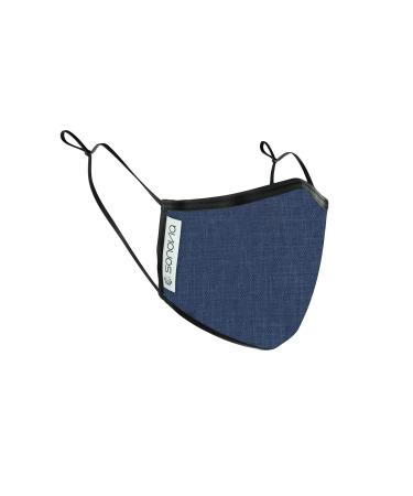 SONOVIA Reusable Face Mask with Patented Breathable Fabric, Unisex Cloth Washable 2 Layer Cover with Anti Fogging Nose Wire and Adjustable Ear Straps, Denim Blue Large (Pack of 1) Large (Pack of 1) Denim Blue - Buy Online on GoSupps.com
