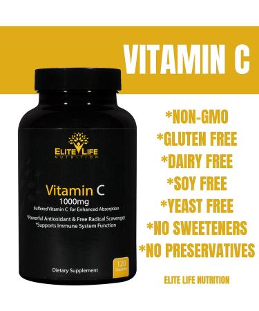 High-Potency Non-Acidic Vitamin C 1000mg with Bioflavonoids - 120 Vegan Capsules - Immune System Support - Buy Online on GoSupps.com