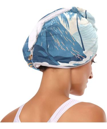 Buy Super Absorbent Trees Mountain Ocean Sea Hair Towel 2 Pack | Quick Dry Hair Turbans for Women & Girls - Buy Online on GoSupps.com