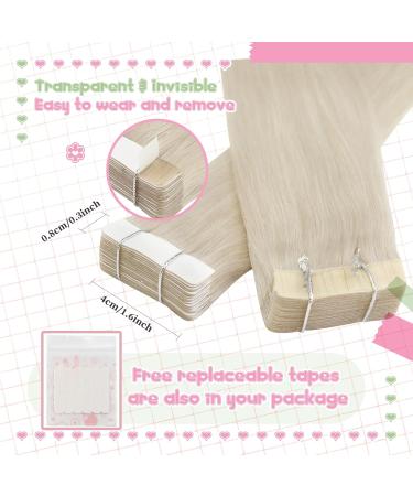 Youngsee Tape Extensions - Real Hair 30cm Platinum Blonde #60A - 30g Tape-In Extensions for Hair Recovery - Buy Online on GoSupps.com