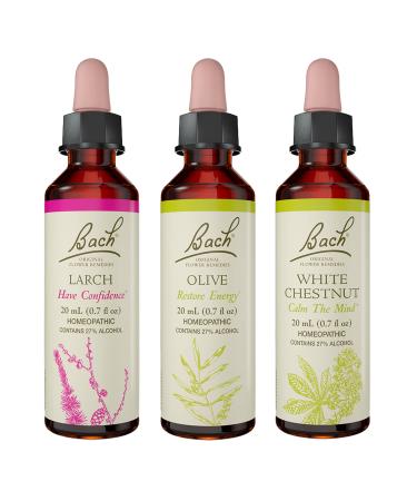 Bach Original Flower Remedies 3-Pack Be Your Best" - Larch Olive White Chestnut Homeopathic Flower Essences Vegan 20mL Dropper x3
