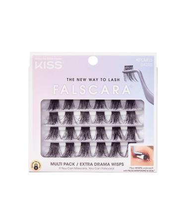 KISS FALSCARA False Eyelashes WISPS Multipack Extra Drama DIY Natural Ultra Glam Invisible Rewearable 3x Buildable & Customizable Easy To Apply Split Lash Tip | 24 Wisps