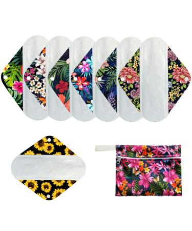 7pcs Set 1pc Mini Wet Bag +6pcs 8 Inch Organic Bamboo Mama Cloth/Menstrual Pads/Reusable Sanitary Pads/Panty Liners