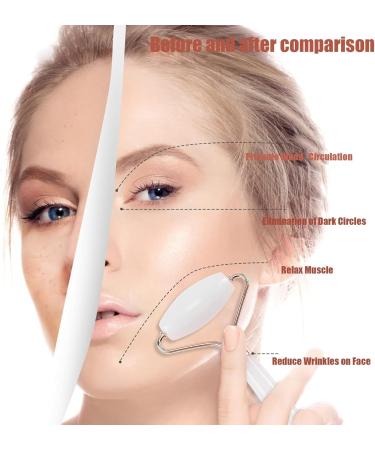 Jade Roller Gua Sha Massage Tool - Reduce Puffiness & Wrinkles for Face Eyes & Neck - Anti-Aging & Sculpting - Purple Stone - Buy Online on GoSupps.com