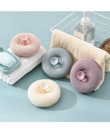 Exfoliating Bath Loofah Sponge with Suction Cup | Spa Pouf Shower Scrubber for Deep Cleaning | Body Dead Skin Remover | Rubbing Ball for Men and Women - Blue - Buy Online on GoSupps.com