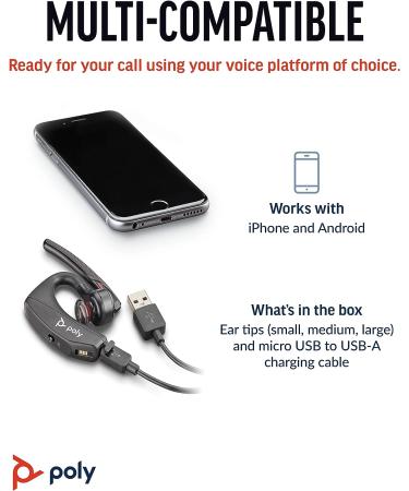 Plantronics Poly Voyager 5200 Wireless Headset - Noise-Canceling Mic, Ergonomic Design & Voice Controls - Bluetooth Single-Ear Headset for Mobile & Tablet - Buy Online on GoSupps.com