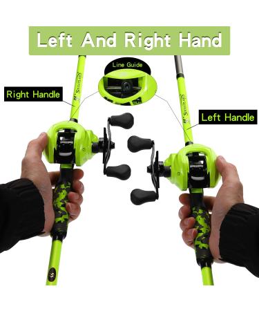 Sougayilang ZJJ Baitcaster Rod & Reel Set - IM7 Graphite 7.2:1 Magnetic Brake Stainless Steel Guides - Perfect for Saltwater Fishing - 1.8m Yellow Casting Combo - Buy Online on GoSupps.com