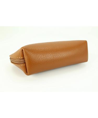 Belli Bellini Small Leather Cosmetic Bag - Brown Smooth Makeup Bag | 18x13x5 cm | Color Options Available - Shop Internationally! - Buy Online on GoSupps.com