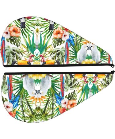 Toucans Parrot Palm Tree Coral Velvet Hair Cap Quick-Dry Towel Wrap for Men & Women | Ideal Travel & Home Use - Buy Online on GoSupps.com