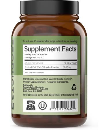 Complete Natural Products Organic Chlorella Capsules, 500mg, 100ct, Pure Green Algae Superfood, Detox & Immune Support, Vitamin B12 & Chlorophyll Rich, Plant-Based, Vegan, Non-GMO - Buy Online on GoSupps.com