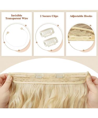 Feshfen Invisible Hair Extensions | Adjustable Curly Wire Extensions | Dark Gold & Blonde | 50cm Long Wavy Secret Hair for Women - Buy Online on GoSupps.com