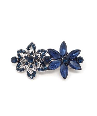 Honbay Stylish Hair Accessory Dark Blue Crystal Rhinestones Hair Barrette French Hair Clip Hair Pin(A)