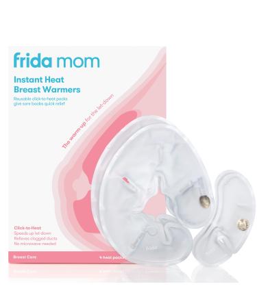 Frida Mom Instant Heating Pads for Breasts Reusable Click-to-Heat Relief Breastfeeding Essentials - 2 Small & 2 Large Heat Pads 4pc set 5 Piece Set