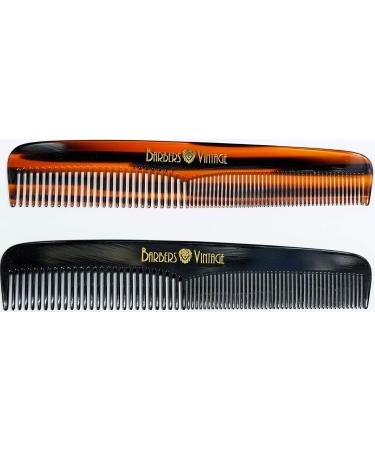 Barbers Vintage Classic Hair Comb for Men - Tortoise Shell Finish | Handmade Fine & Coarse-Tooth Grooming Comb (18cm) - Buy Online on GoSupps.com