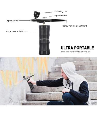 Portable Cordless Airbrush Kit for Makeup, Cake Decorating, Nail Art - Rechargeable Handheld Gun Set in Black | Ideal for Model Painting, Tattoos, and Manicures - Buy Online on GoSupps.com