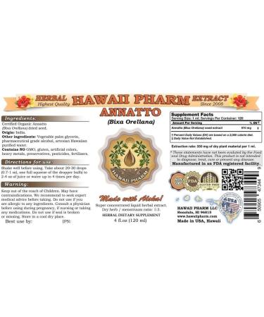 Hawaii Pharm Annatto Liquid Extract  Organic Annatto (Bixa Orellana) Dried Seed Powder Tincture Herbal Supplement 2x4 oz - Buy Online on GoSupps.com