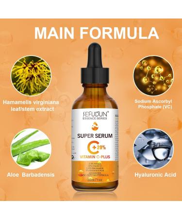 Vitamin C Face Serum | Anti-Aging Super Serum with Hyaluronic Acid Vitamin E | Brightens Dark Spots & Evens Skin Tone - Buy Online on GoSupps.com
