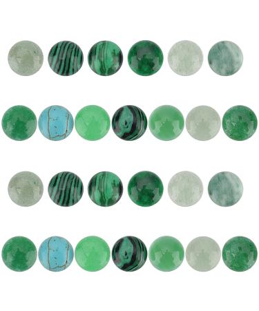 Pandahall Natural Gemstone Cabochon 26 pieces 13 styles Halfedel stones 10mm round dome green Aventurin Jade Achat Unmarrowed Stone Pearls for the production of earrings necklace